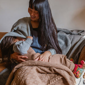 Knitted Baby Blanket in Organic Merino Wool - Caramel (100x80cm)
