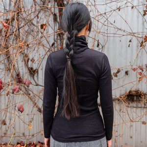 Unisex Adults Turtleneck Long Sleeve Top -Organic Merino/Silk