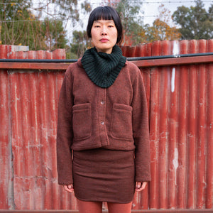 Women's Short Jacket - 100% Organic Wool Fleece - Cinnamon (XS-L)