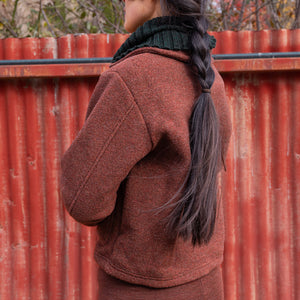 Women's Short Jacket - 100% Organic Wool Fleece - Cinnamon (XS-L)