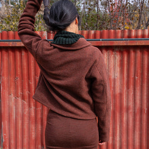 Women's Short Jacket - 100% Organic Wool Fleece - Cinnamon (XS-L)