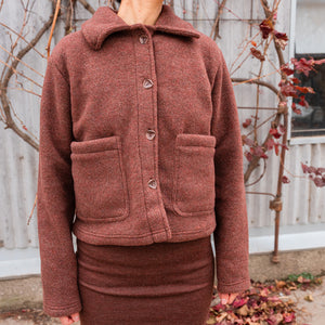 Women's Short Jacket - 100% Organic Wool Fleece - Cinnamon (XS-L)