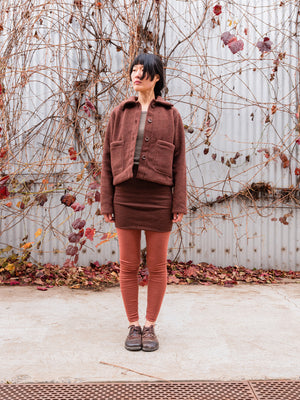 Women's Short Jacket - 100% Organic Wool Fleece - Cinnamon (XS-L)
