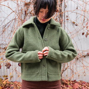 Women's Short Jacket - 100% Organic Wool Fleece - Reed (XS-L)