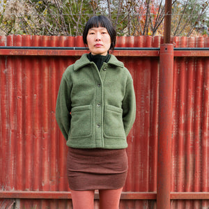 Women's Short Jacket - 100% Organic Wool Fleece - Reed (XS-L)