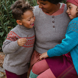 Alpine High Neck Sweater - 100% Baby Alpaca - Turquoise (18m-5y)