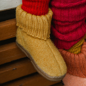 Boiled Wool Slipper Boots - Karlo - Elm (Kids 23-35)