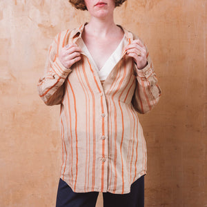 Shirt Blouse - 100% Linen - Rust Stripes