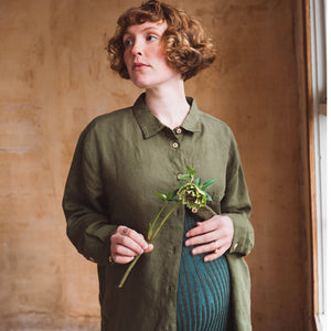 Shirt Blouse - 100% Linen - Olive