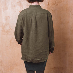 Shirt Blouse - 100% Linen - Olive