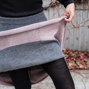 Women's Colourblock Panel Skirt - 100% Baby Alpaca - Grey/Lavender (S-L)