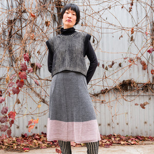 Women's Chunky Brioche Vest - 100% Highland Wool - Black/Ecru (S-L)