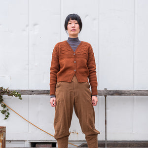 Women's Gansey Cardi - 100% Chunky Highland Wool - Gingerbread (S-L)