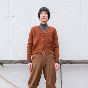 Women's Gansey Cardi - 100% Chunky Highland Wool - Gingerbread (S-L)