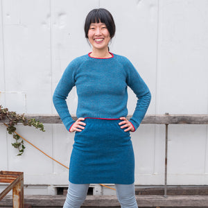 Women's Cable Crop Jumper - 100% Baby Alpaca - Light Peacock (S-L)