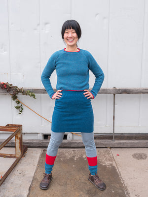 Women's Cable Crop Jumper - 100% Baby Alpaca - Light Peacock (S-L)