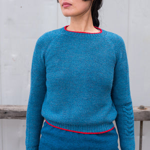 Women's Cable Crop Jumper - 100% Baby Alpaca - Light Peacock (S-L)