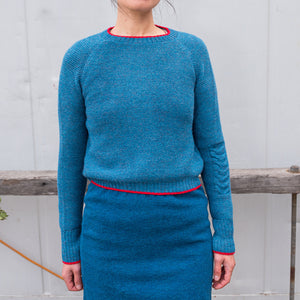 Women's Cable Crop Jumper - 100% Baby Alpaca - Light Peacock (S-L)