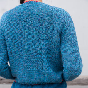 Women's Cable Crop Jumper - 100% Baby Alpaca - Light Peacock (S-L)