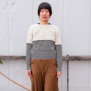 Women's Gansey Sweater - 100% Highland Wool - Stripe (S-L) *Returning 2026