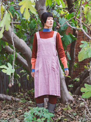 Mamiko Apron Dress - 100% Linen - Calamine Pink (Women S-XL) *REDUCED