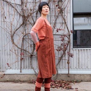 Mamiko Apron Dress - 100% Linen - Cinnamon Dust (Women S-XL)
