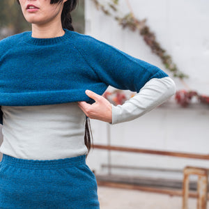 Women's Lise Half Sleeve Sweater - 100% Baby Alpaca - Peacock (S-L)