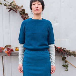 Women's Lise Half Sleeve Sweater - 100% Baby Alpaca - Peacock (S-L)