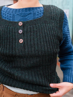 Women's Rico Vest - 100% Baby Alpaca - Forest Green Melange (S-L)