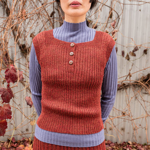 Women's Rico Vest - 100% Baby Alpaca - Rust Melange (S-L)