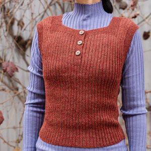 Women's Rico Vest - 100% Baby Alpaca - Rust Melange (S-L)