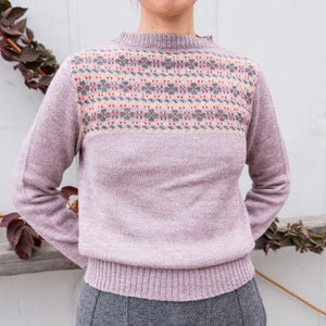 Women's Fairisle Vintage Yoke Sweater - 100% Baby Alpaca - Lavender (S-L) *Returning 2026