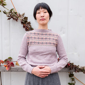 Women's Fairisle Vintage Yoke Sweater - 100% Baby Alpaca - Lavender (S-L) *Returning 2026