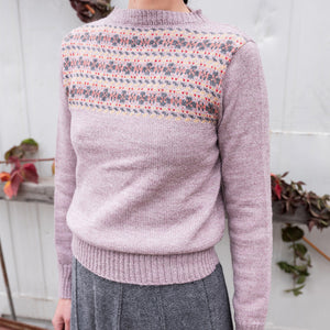 Women's Fairisle Vintage Yoke Sweater - 100% Baby Alpaca - Lavender (S-L) *Returning 2026