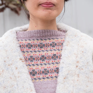 Women's Fairisle Vintage Yoke Sweater - 100% Baby Alpaca - Lavender (S-L) *Returning 2026