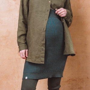 Mia Rib Knit Bellywarmer Skirt - Midi - 100% Extrafine Merino