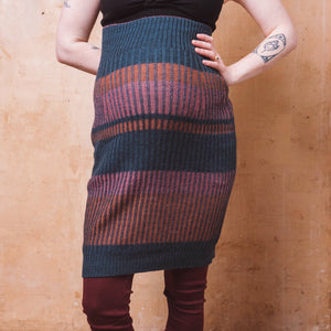 Mia Rib Knit Bellywarmer Skirt - Midi - 100% Plant Dyed Merino - Dark Indigo
