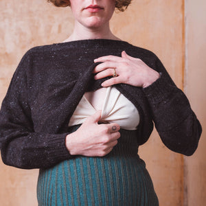Moss Crop Jumper - Alpaca/Merino Tweed - Basalt