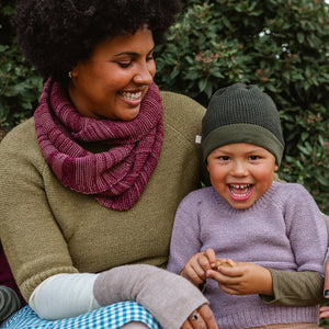 Lise Half Sleeve Sweater - 100% Baby Alpaca - Light Blue/Mustard Melange