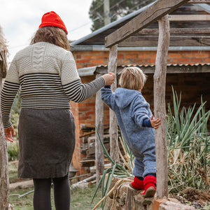 Women's Gansey Sweater - 100% Highland Wool - Stripe (S-L) *Returning 2026