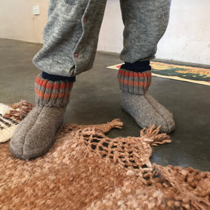 Boiled Wool Slipper Boots - Paul - Taupe (Kids 21-35)