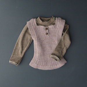 Walnut Organic Merino/Silk Top with shoulder buttons (0-5y)