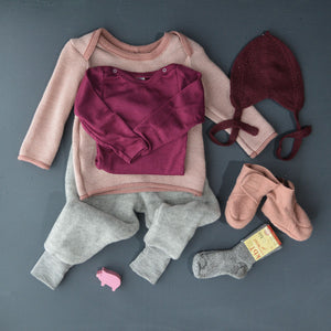 Baby Bodysuit Long Sleeve - Organic Merino/Silk (0-3yrs)