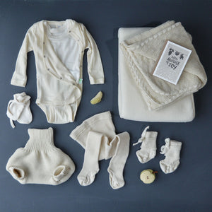 Baby Bodysuit - Organic Wool/Silk - Kimono style (0-12m)