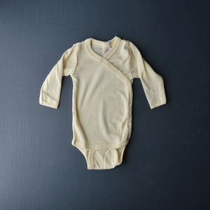 Baby Bodysuit - Organic Wool/Silk - Kimono style (0-12m)