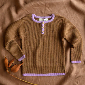 Grandpa Sweater - 100% Baby Alpaca - Camel (18m-8y)