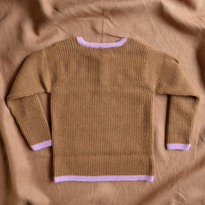 Grandpa Sweater - 100% Baby Alpaca - Camel (18m-8y)