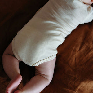 Baby Bodysuit - Organic Wool/Silk - Kimono style (0-12m)
