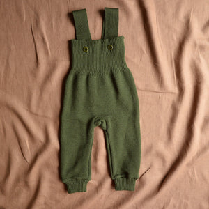 Knitted Dungarees - Organic Merino Wool - Olive (3-4y) *Retired Colour