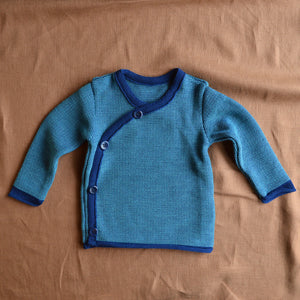 Organic Merino Baby Jacket - Navy/Lagoon (3-24m) *Retired Colour